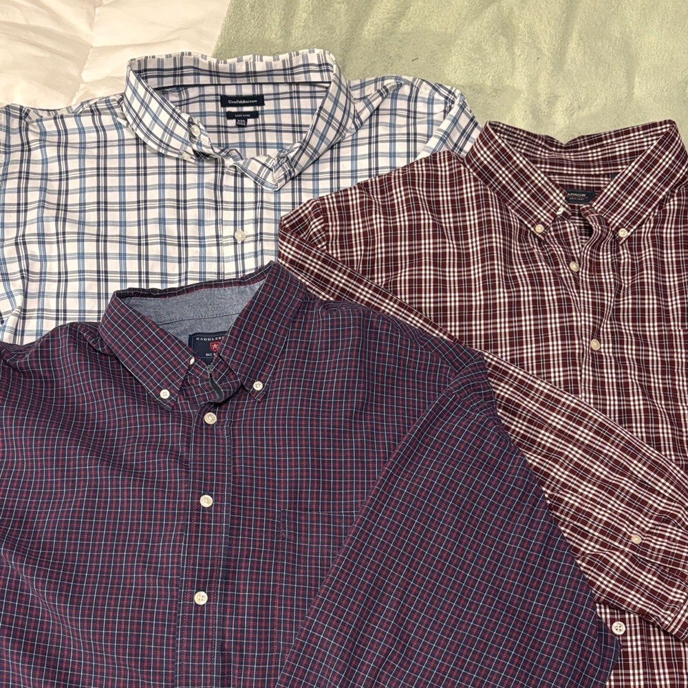 Croft & Barrow, Arrow, and Saddlebred Men's Plaid Button-Down Shirts size XXL